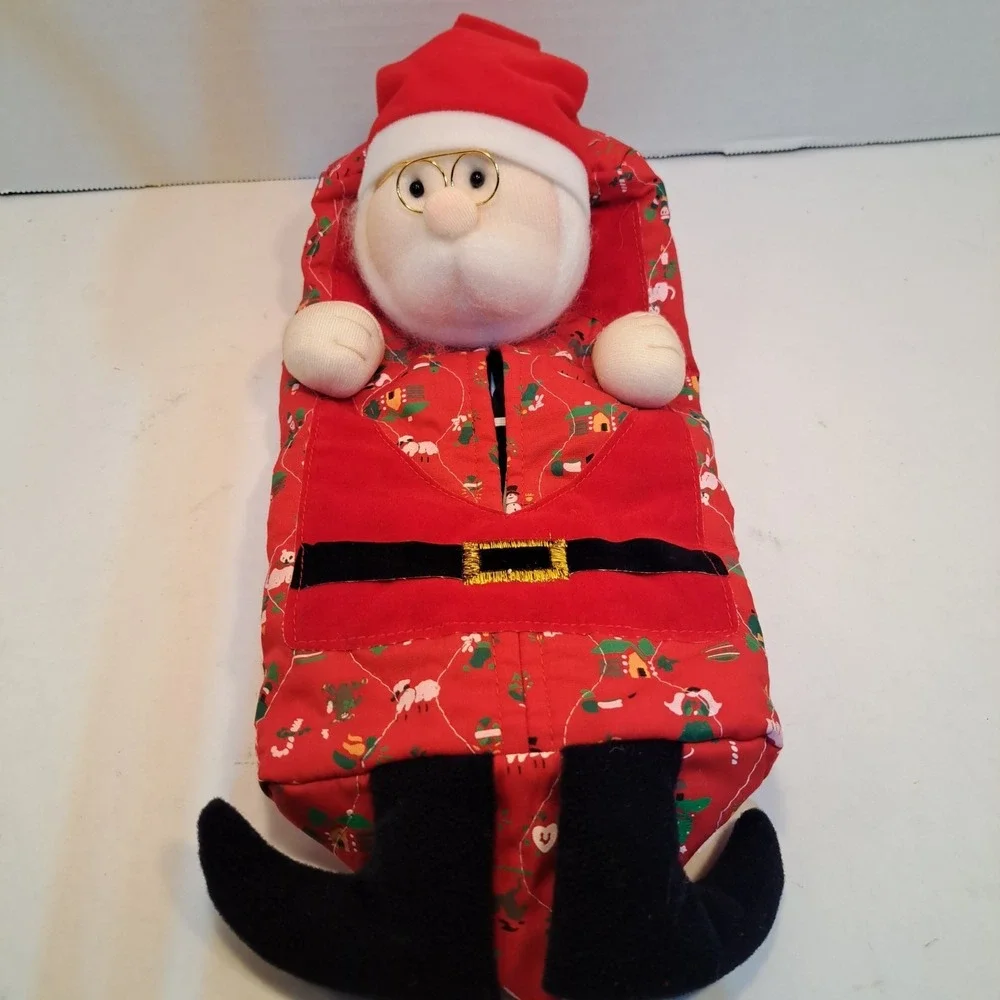 Tissue Box Cover Rectangular Vintage Avon Santa Claus Christmas Plush Holder 15